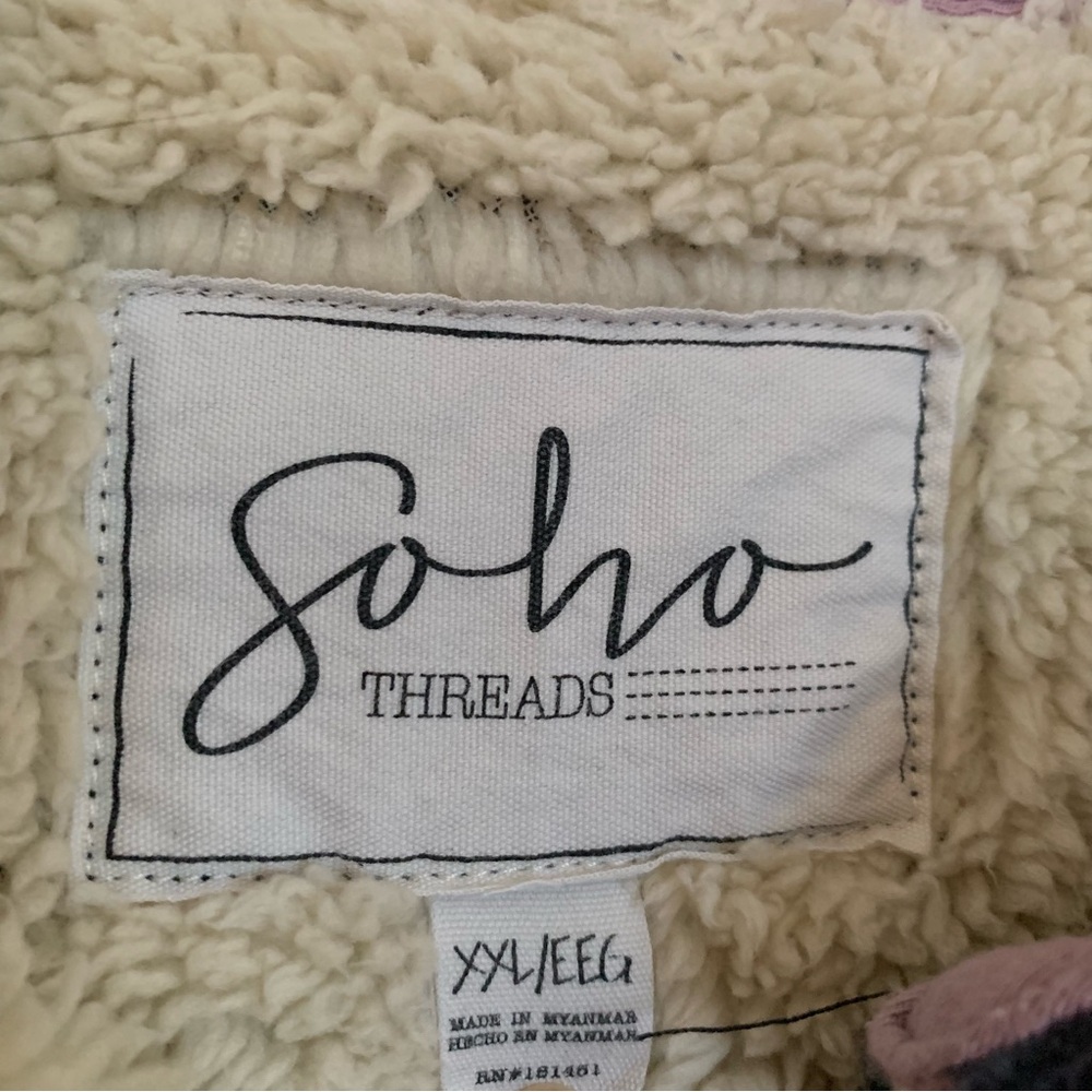 Soho Threads Plaid Sherpa Lined Button Down Jacket - image 4
